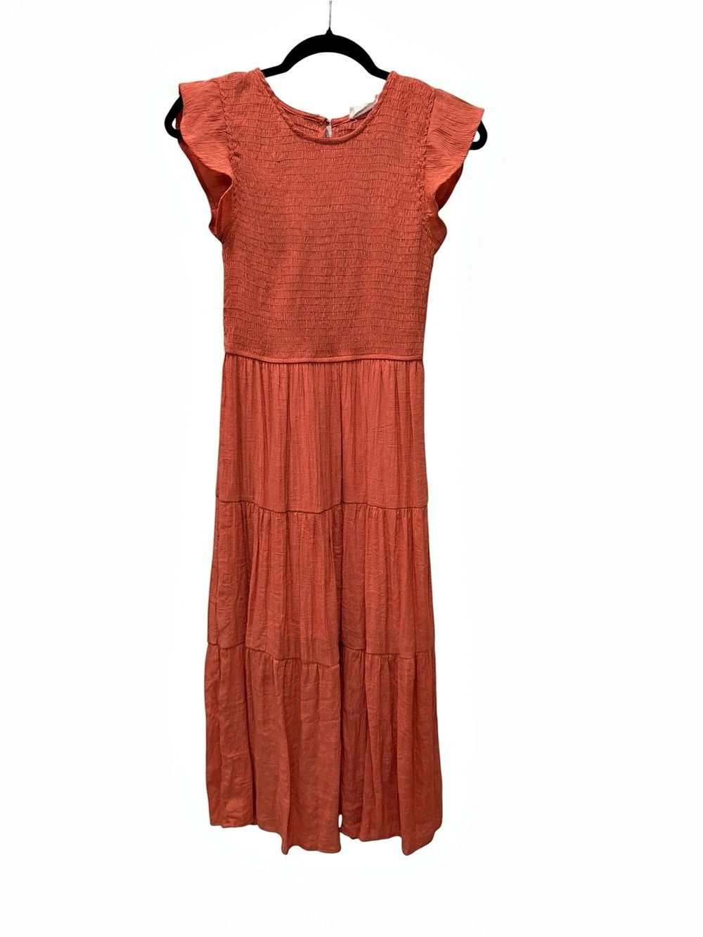 By the River Ruffle Sleeve Midi Dress in Orange Size Small - Picture 2 of 4